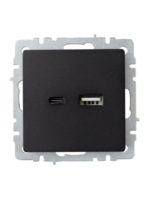 Розетка BRITE USB A+C 18Вт РЮ11-1-БрЧ черн. IEK BR-U22-018-K02 BR-U22-018-K02