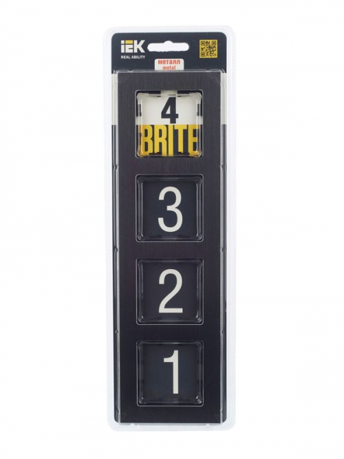Рамка 4-м BRITE РУ-4-1-БрЧ металл черн. IEK BR-M42-M-K02 BR-M42-M-K02