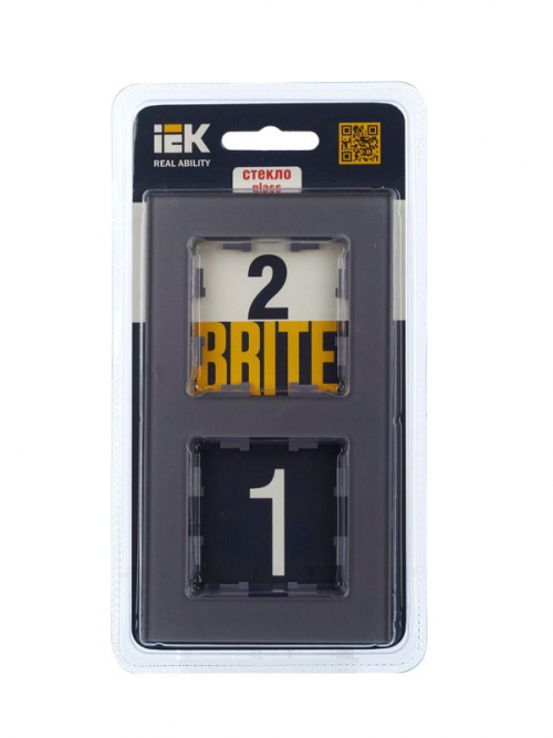 Рамка 2-м BRITE РУ-2-2-БрСе стекло сер. IEK BR-M22-G-K03 BR-M22-G-K03