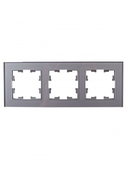 Рамка 3-м BRITE РУ-3-2-БрСе стекло сер. IEK BR-M32-G-K03 BR-M32-G-K03