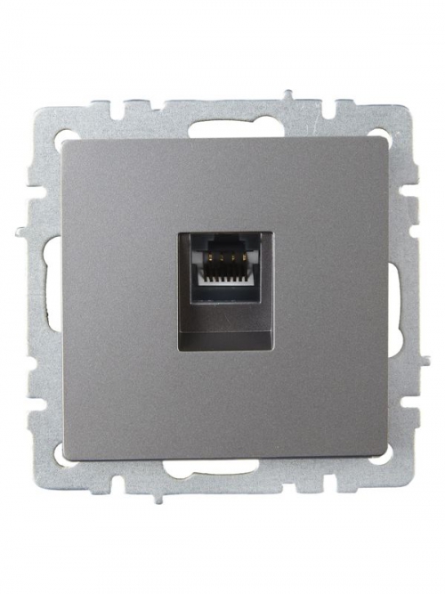 Розетка компьютерная СП RJ45 кат.6 BRITE РК11-БрС сталь IEK BR-K10-2-K46 BR-K10-2-K46