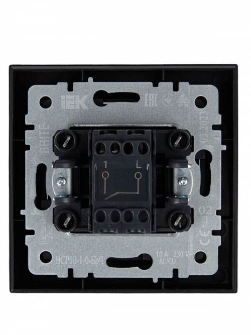 Выключатель 1-кл. СП BRITE ВСР10-1-0-БрЧ 10А в сборе черн. IEK BR-V10-0-10-K02-F BR-V10-0-10-K02-F
