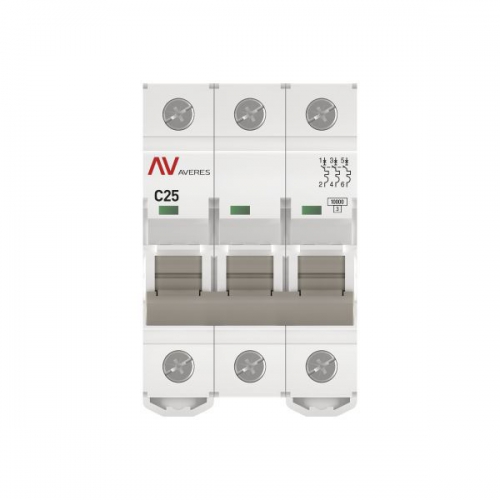 Выключатель автоматический модульный 3п C 25А 10кА AV-10 AVERES EKF mcb10-3-25C-av mcb10-3-25C-av