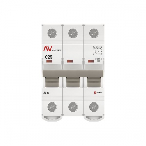 Выключатель автоматический модульный 3п C 25А 10кА AV-10 AVERES EKF mcb10-3-25C-av mcb10-3-25C-av