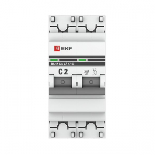 Выключатель автоматический модульный 2п C 2А 4.5кА ВА 47-63 PROxima EKF mcb4763-2-02C-pro mcb4763-2-02C-pro