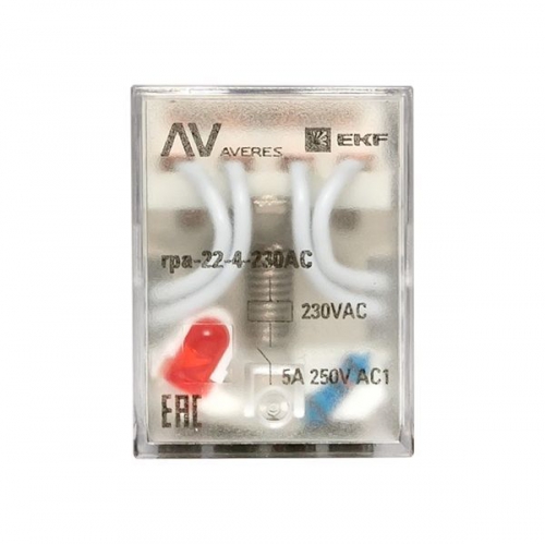 Реле промежуточное RPA 22/4 5А 230В AC AVERES EKF rpa-22-4-230AC rpa-22-4-230AC