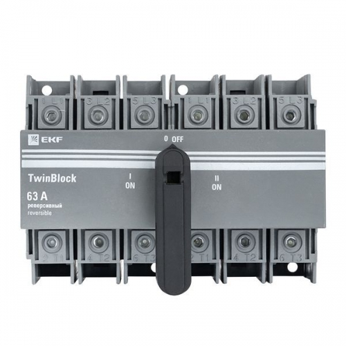 Рубильник 3п 63А реверсивный с рукояткой для прямой установки TwinBlock EKF tb-s-63-3p-rev tb-s-63-3p-rev