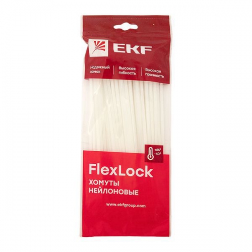 Хомут P6.6 3.6х200 FlexLock стандартный бел. (уп.100шт) PROxima EKF plc-fl-ctsw-3.6x200 plc-fl-ctsw-3.6x200