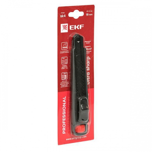 Нож строительно-монтажный 18мм НСМ-80 (SK4) Heavy Duty (до 60кг) Professional EKF ncm-80-pro ncm-80-pro