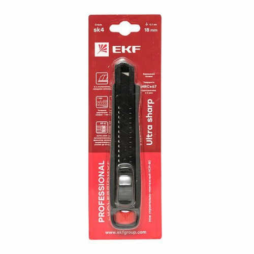 Нож строительно-монтажный 18мм НСМ-80 (SK4) Heavy Duty (до 60кг) Professional EKF ncm-80-pro ncm-80-pro