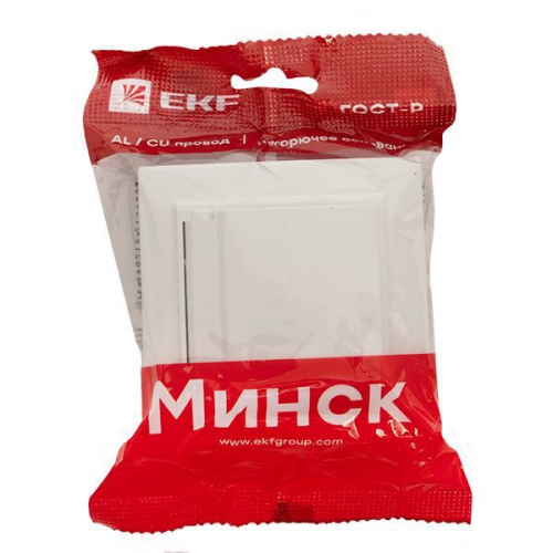 Розетка 1-м СП Минск 16А IP44 с заземл. защ. шторки с крышкой бел. EKF ERR16-029-100-44 ERR16-029-100-44