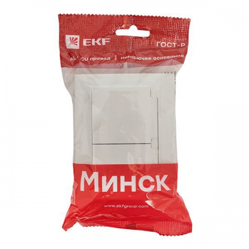Розетка 2-м СП Минск 16А IP44 с заземл. защ. шторки с крышкой бел. EKF ERR16-129-200-44 ERR16-129-200-44