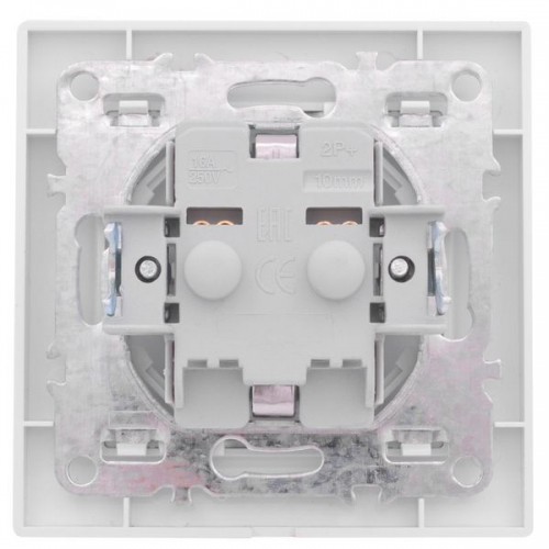 Розетка 1-м СП Минск 16А IP20 с заземл. защ. шторки бел. Basic EKF ERR16-028-100 ERR16-028-100
