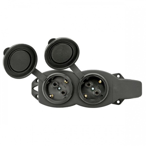 Розетка 2-м 16А IP44 2P+PE 230В с защ. крышками каучук Basic EKF RPS-018-16-230-44 RPS-018-16-230-44
