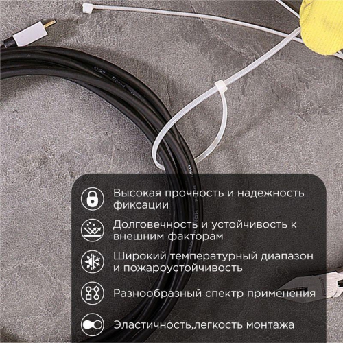 Хомут кабельный 2.5х200 нейл. бел. (уп.100шт) Rexant 07-0200-4 07-0200-4