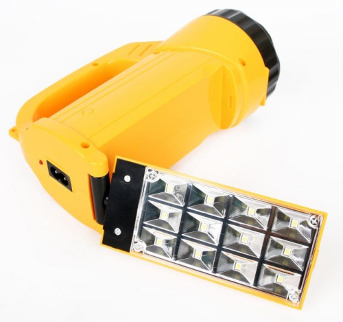 Фонарь аккумуляторный LED3819CSM 9LED + 12SMD 2 режима аккум. SLA 220В желт. Ultraflash 12860 12860