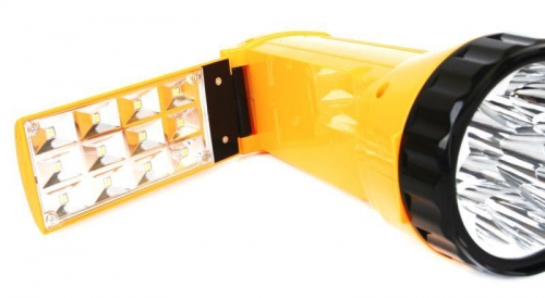 Фонарь аккумуляторный LED3819CSM 9LED + 12SMD 2 режима аккум. SLA 220В желт. Ultraflash 12860 12860
