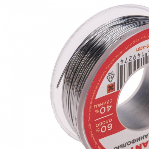 Припой катушка с канифолью 100гр d0.5мм (Sn60 Pb40 Flux 2.2%) (блист.) Rexant 09-3201 475426