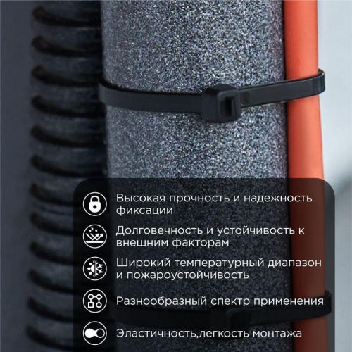 Хомут кабельный 2.5х200 нейл. черн. (уп.100шт) Rexant 07-0201-4 07-0201-4