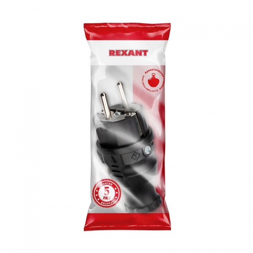 Вилка прямая влагозащ. с/з 16А IP44 каучук Rexant 111-001 111-001