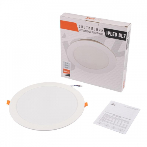 Светильник светодиодный PLED DL7 WH Downlight 24Вт 4000К 220х26мм IP54 ДВО встраив. Pro JazzWay 5042568 5042568
