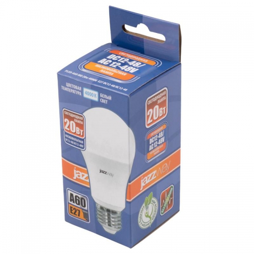 Лампа светодиодная низковольтная PLED-A60 MO 20Вт 4000К нейтр. бел. E27 12-48В AC/DC Pro JazzWay 5050624 5050624