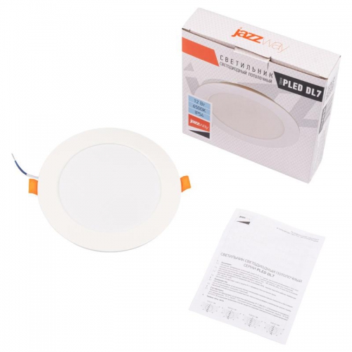 Светильник светодиодный PLED DL7 12Вт 6500К IP54 1020лм WH встраив. бел. Pro JazzWay 5069084 5069084