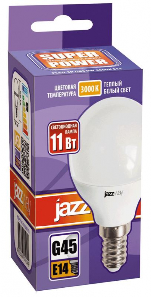 Лампа светодиодная PLED-SP 11Вт G45 3000К E14 230В/50Гц JazzWay 5019249 5019249