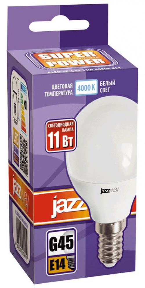 Лампа светодиодная PLED-SP 11Вт G45 4000К нейтр. бел. E14 230В/50Гц JazzWay 5019270 5019270
