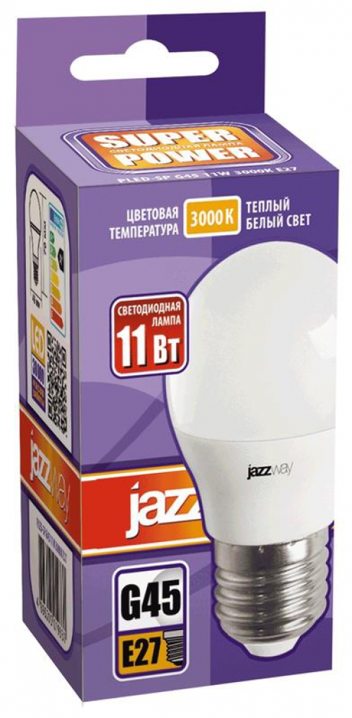 Лампа светодиодная PLED-SP 11Вт G45 3000К E27 230В/50Гц JazzWay 5019331 5019331