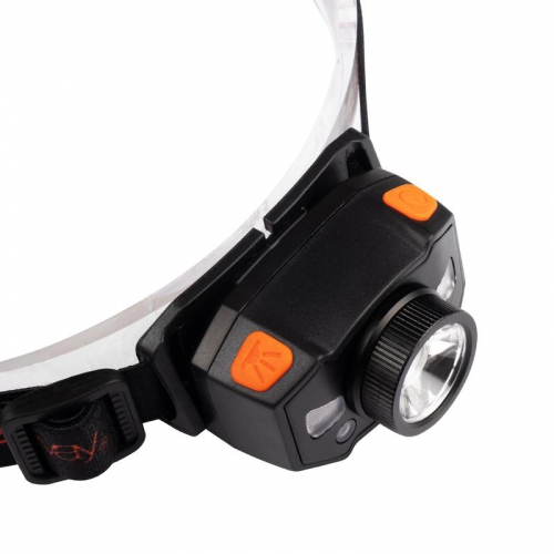 Фонарь аккумуляторный налобный AccuH1-L5WZ-og zoom LED 5Вт + 2хRED SMD IP54 5 режимов: 100проц. 180лм 3.5ч/50проц. 110лм 5.5ч/30проц. 65лм 15ч/красн. 28ч/мигающ. красн. 12ч аккум. 0.8А.ч управл. жестами черн./оранж. JazzWay 5036611 5036611