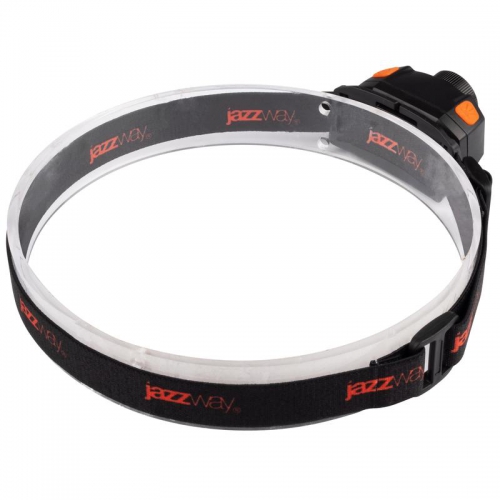 Фонарь аккумуляторный налобный AccuH1-L5WZ-og zoom LED 5Вт + 2хRED SMD IP54 5 режимов: 100проц. 180лм 3.5ч/50проц. 110лм 5.5ч/30проц. 65лм 15ч/красн. 28ч/мигающ. красн. 12ч аккум. 0.8А.ч управл. жестами черн./оранж. JazzWay 5036611 5036611