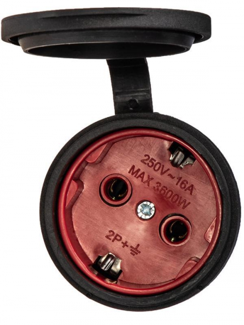 Розетка 16А IP44 прямая с заземл. каучук черн. КОСМОС RKsm-Z-IP(B)16A RKsm-Z-IP(B)16A