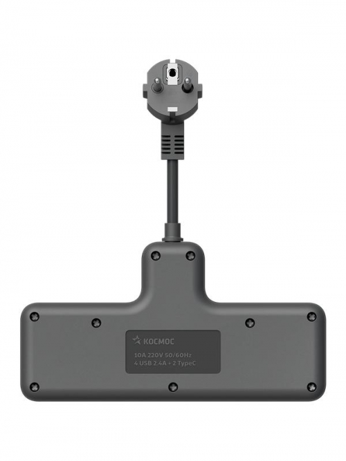Удлинитель с сетевым фильтром 3х0.3м 10А 2USB + 1USBC 2500Вт ПВС 3х1 компакт черн. КОСМОС FRKsm0.3m-3g(B)USB FRKsm0.3m-3g(B)USB