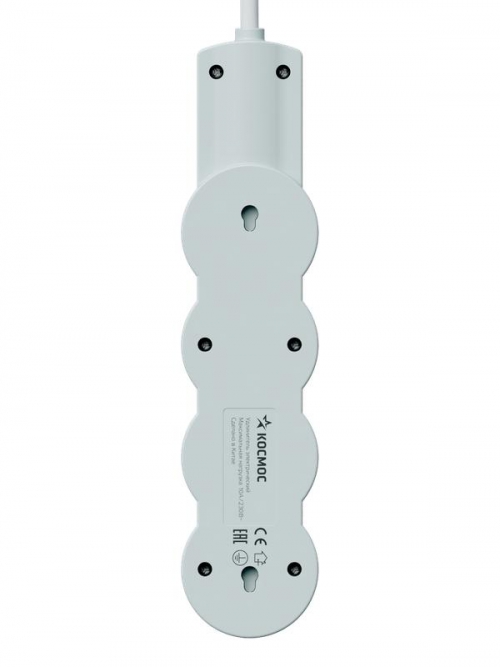 Удлинитель 3х5м с заземл. 10А IP20 USB 2800Вт 220В ПВС 3х1 с выкл. бел. КОСМОС YKsm5m3g-Z-VU10А-W YKsm5m3g-Z-VU10A-W