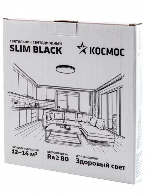 Светильник светодиодный SLIM BLACK 28Вт 4500К IP40 2398лм 230В 300х25мм КОСМОС KSlim28w_B4500K KSlim28w_B4500K
