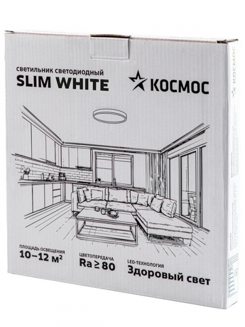 Светильник светодиодный SLIM WHITE 24Вт 6500К IP40 1660лм 230В 230х25мм КОСМОС KSlim24w_W6500K KSlim24w_W6500K