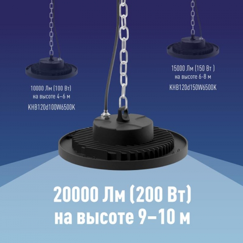 Светильник светодиодный UFO HIgh Bay 200Вт 6500К 174-265В для высоких пролетов КОСМОС KHB120d200W6500K KHB120d200W6500K