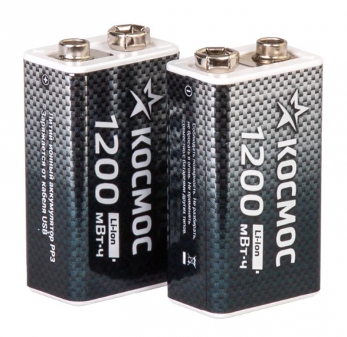 Аккумулятор крона Li-ion 9В 1200мВт.ч (блист.1шт) КОСМОС KOCLi9V1200mAh1BL KOCLi9V1200mAh1BL