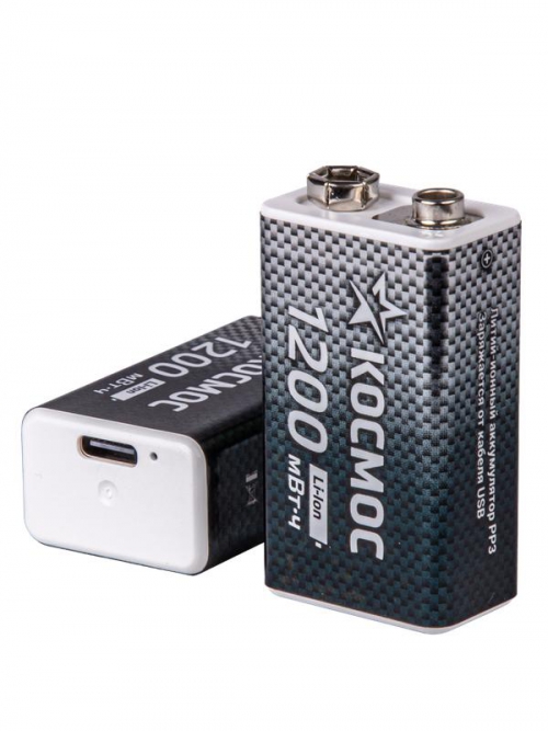 Аккумулятор крона Li-ion 9В 1200мАч (уп.2шт) КОСМОС KOCLi9V1200mAh2B KOCLi9V1200mAh2B