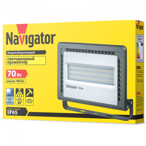 Прожектор светодиодный 14 148 NFL-01-70-6.5K-LED 70Вт 6500К IP65 5950лм черн. Navigator 14148 14148