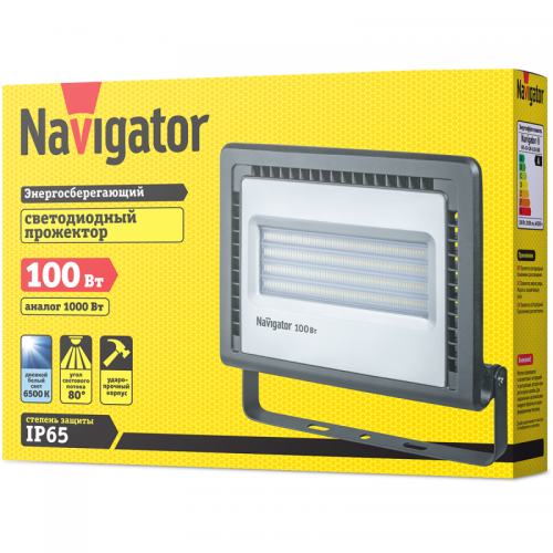 Прожектор светодиодный 14 150 NFL-01-100-6.5K-LED 100Вт 6500К IP65 8100лм черн. Navigator 14150 14150