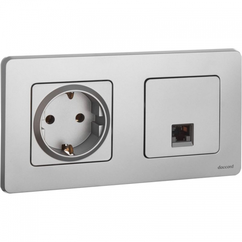 Розетка компьютерная Inspiria RJ45 кат.5E UTP алюм. Leg 673827 673827
