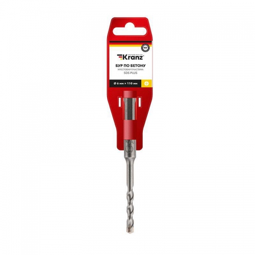 Бур по бетону 6х110мм крестовая пластина SDS PLUS Kranz KR-91-0801 KR-91-0801