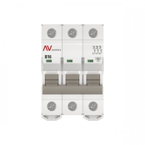 Выключатель автоматический модульный 3п B 16А 6кА AV-6 AVERES EKF mcb6-3-16B-av mcb6-3-16B-av