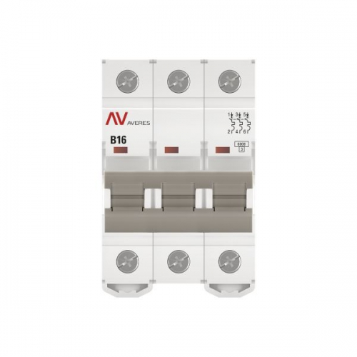 Выключатель автоматический модульный 3п B 16А 6кА AV-6 AVERES EKF mcb6-3-16B-av mcb6-3-16B-av