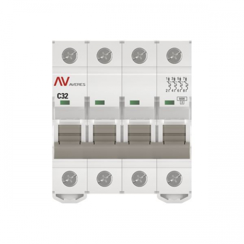 Выключатель автоматический модульный 4п C 32А 6кА AV-6 AVERES EKF mcb6-4-32C-av mcb6-4-32C-av