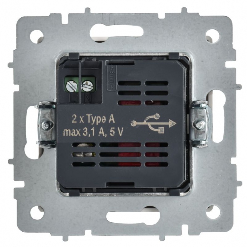 Розетка BRITE РЮ10-1-БрАБ USB A+A 3.1А механизм арктич. бел. IEK BR-U21-D31-K91 BR-U21-D31-K91