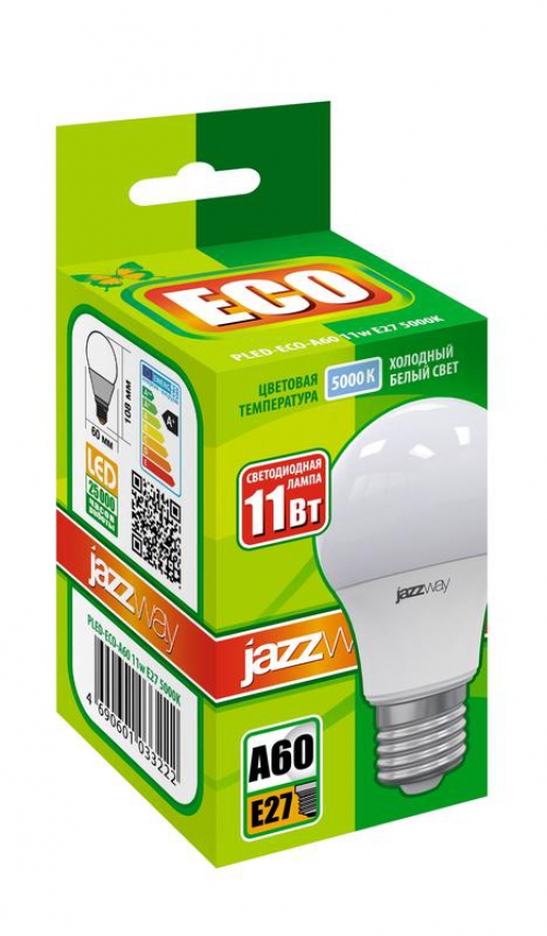 Лампа светодиодная PLED-ECO/SE-A60 11Вт грушевидная 5000К холод. бел. E27 840лм 230В JazzWay 1033222 1033222