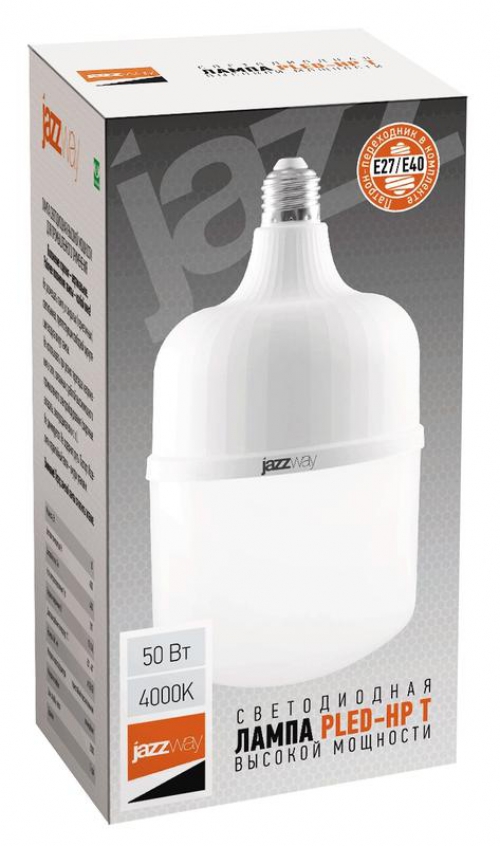 Лампа светодиодная высокомощная PLED-HP-T120 50Вт 4000К нейтр. бел. E27/E40 (переходник в компл.) JazzWay 5003842A 5003842A